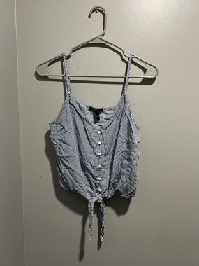 Forever 21 Blue and White Striped Tie-Front Cami